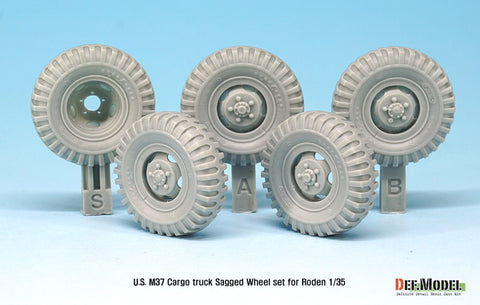 DEF Model DW35097 1/35 U.S. M37 Cargo truck Sagged Wheel set ( for Roden 1/35)