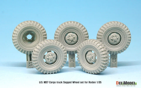 DEF Model DW35097 1/35 U.S. M37 Cargo truck Sagged Wheel set ( for Roden 1/35)