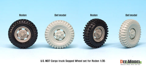 DEF Model DW35097 1/35 U.S. M37 Cargo truck Sagged Wheel set ( for Roden 1/35)