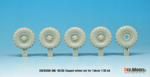 DEF Model DW35098 1/35 Franch AML-60/90 Sagged Wheel set (for Takom 1/35)