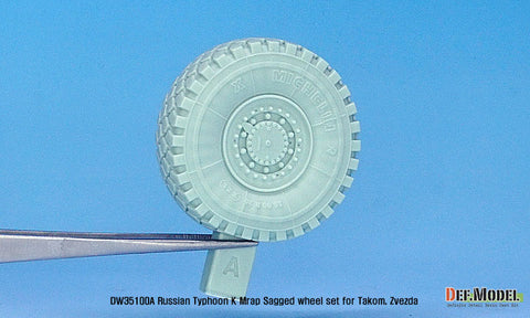DEF Model DW35100A 1/35 Russian Typhoon-K 6X6 MRAP Sagged Wheel set (for Takom, Zvezda 1/35)- Retooled
