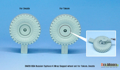 DEF Model DW35100A 1/35 Russian Typhoon-K 6X6 MRAP Sagged Wheel set (for Takom, Zvezda 1/35)- Retooled