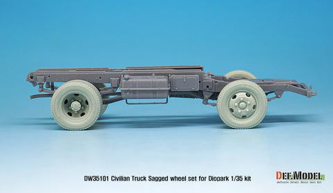 DEF Model DW35101 1/35 Japanese Civilian Truck Sagged Wheel set ( for Diopark 1/35)