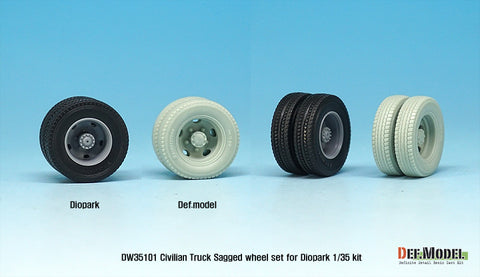 DEF Model DW35101 1/35 Japanese Civilian Truck Sagged Wheel set ( for Diopark 1/35)