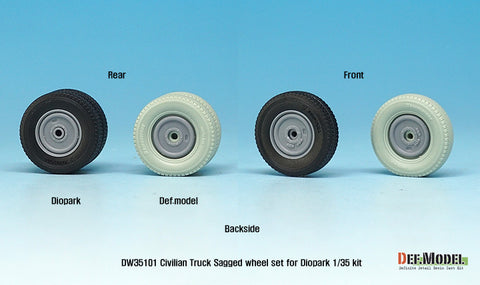 DEF Model DW35101 1/35 Japanese Civilian Truck Sagged Wheel set ( for Diopark 1/35)
