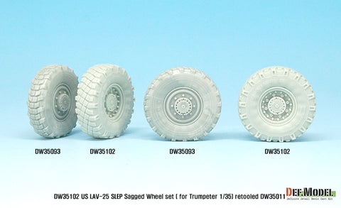 DEF Model DW35102 1/35 US LAV-25 SLEP Sagged Wheel set (for Trumpeter 1/35) Retooled DW35011