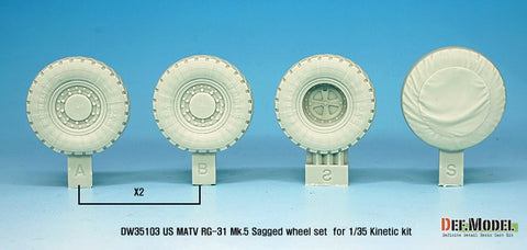 DEF Model DW35103 1/35 US MATV RG-31 Mk.5 Sagged Wheel set ( for Kinetic 1/35)
