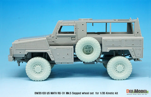 DEF Model DW35103 1/35 US MATV RG-31 Mk.5 Sagged Wheel set ( for Kinetic 1/35)