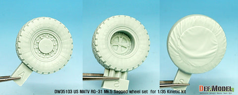 DEF Model DW35103 1/35 US MATV RG-31 Mk.5 Sagged Wheel set ( for Kinetic 1/35)