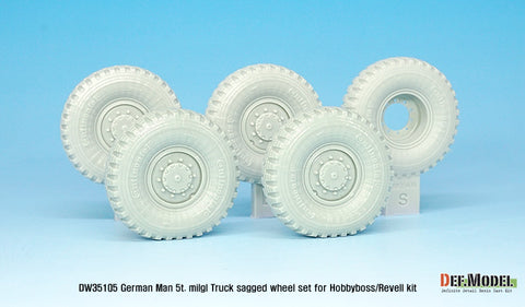 DEF Model DW35105 1/35 German Man 5t. milgl 4x4 Truck Sagged Wheel set (for Revell,Hobbyboss 1/35)