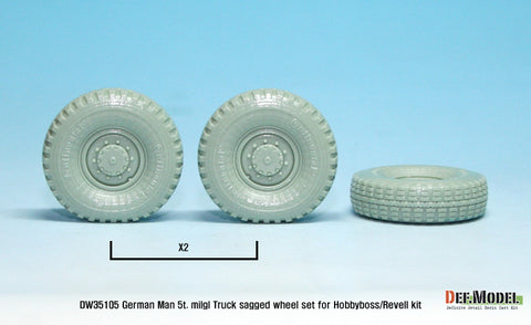 DEF Model DW35105 1/35 German Man 5t. milgl 4x4 Truck Sagged Wheel set (for Revell,Hobbyboss 1/35)