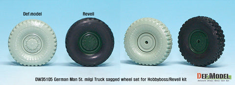 DEF Model DW35105 1/35 German Man 5t. milgl 4x4 Truck Sagged Wheel set (for Revell,Hobbyboss 1/35)