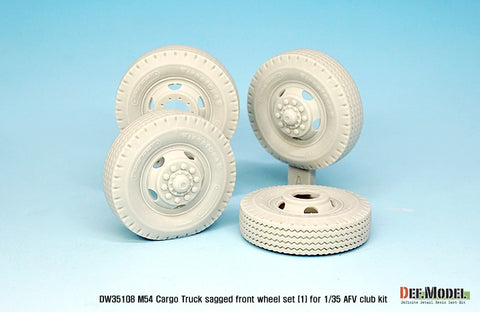 DEF Model DW35108 1/35 US M54A2 Cargo Truck Sagged Front wheel set(1)- Civilian type( for AFV club 1/35)