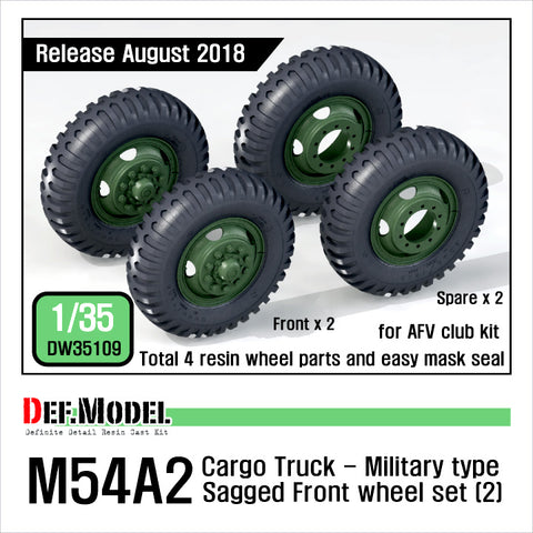 DEF Model DW35109 1/35 US M54A2 Cargo Truck Sagged Front wheel set)2)- Military type( for AFV club 1/35)