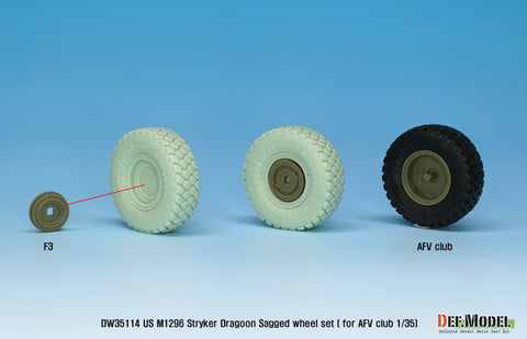 DEF Model DW35114 1/35 US M1296 Stryker Dragoon Sagged wheel set ( for AFV club 1/35)
