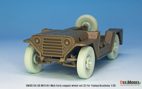 DEF Model DW35124 1/35 US M151A1 Early sagged wheel set(2)- Civilian tire (for Tamiya/Academy 1/35) (Included front suspension parts)