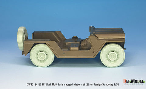 DEF Model DW35124 1/35 US M151A1 Early sagged wheel set(2)- Civilian tire (for Tamiya/Academy 1/35) (Included front suspension parts)
