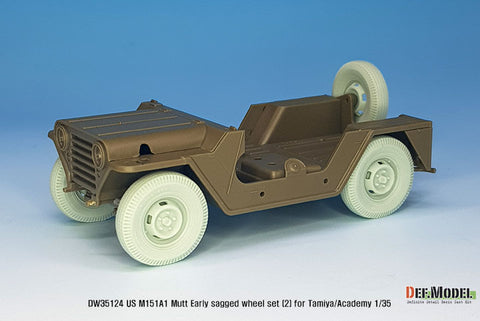 DEF Model DW35124 1/35 US M151A1 Early sagged wheel set(2)- Civilian tire (for Tamiya/Academy 1/35) (Included front suspension parts)