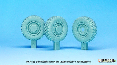 DEF Model DW35125 1/35 UK Jackal1 MWMIK 4x4 Sagged wheel set ( for Hobbyboss 1/35)