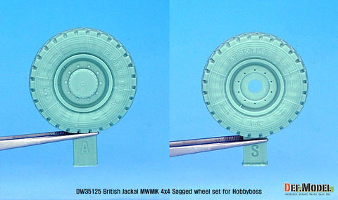 DEF Model DW35125 1/35 UK Jackal1 MWMIK 4x4 Sagged wheel set ( for Hobbyboss 1/35)