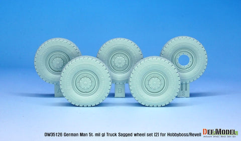 DEF Model DW35126 1/35 German Man 5t. mil gl Truck Sagged wheel set (2) Continetal HCS ( for Hobbyboss/Revell 1/35)