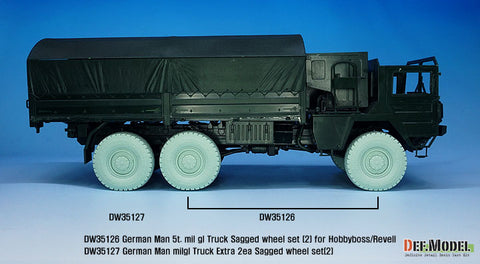 DEF Model DW35127 1/35 German Man milgl Truck Extra 2ea Sagged wheel set(2) Continetal HCS ( for Hobbyboss/Revell 1/35)