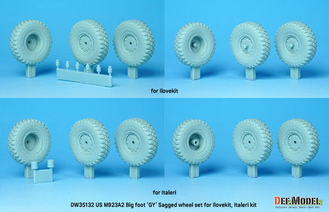 DEF Model DW35132 1/35 M923A2 BIG FOOT Truck Goodyear Sagged Wheel set (for Ilovekit, Italeri 1/35)