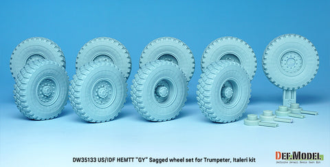 DEF Model DW35133 1/35 US, IDF M977 HEMTT Truck Goodyear Sagged Wheel set (for Italeri, Trumpeter, Etc. 1/35)