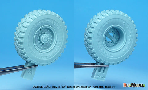 DEF Model DW35133 1/35 US, IDF M977 HEMTT Truck Goodyear Sagged Wheel set (for Italeri, Trumpeter, Etc. 1/35)