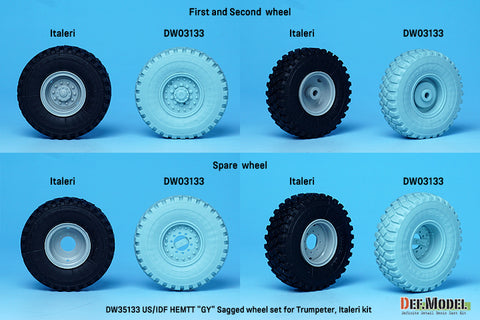 DEF Model DW35133 1/35 US, IDF M977 HEMTT Truck Goodyear Sagged Wheel set (for Italeri, Trumpeter, Etc. 1/35)