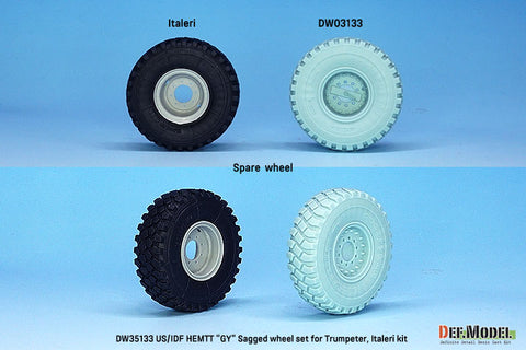 DEF Model DW35133 1/35 US, IDF M977 HEMTT Truck Goodyear Sagged Wheel set (for Italeri, Trumpeter, Etc. 1/35)