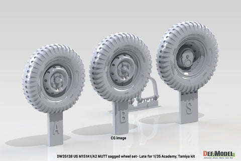 DEF Model DW35138 1/35 US M151A1/A2 sagged wheel set (for Tamiya/Academy 1/35) (Included front suspension parts)