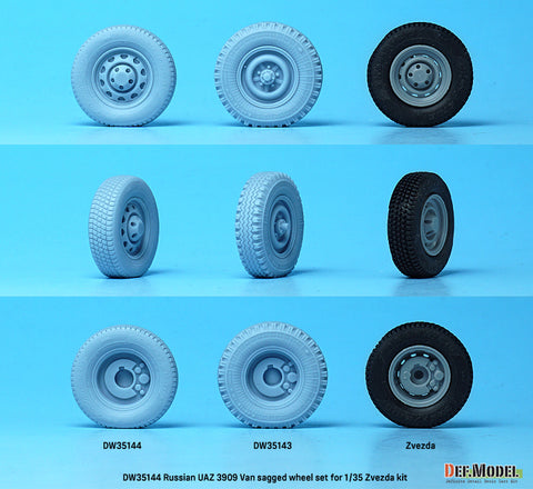 DEF Model DW35144 1/35 Russian UAZ 3909 Van sagged wheel set (for Zvezda 1/35)