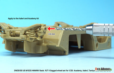 DEF Model DW35150 1/35 US M1025 HMMWV Basic R/T II Sagged wheel set (for Academy, Italeri, Tamiya 1/35) New tooling