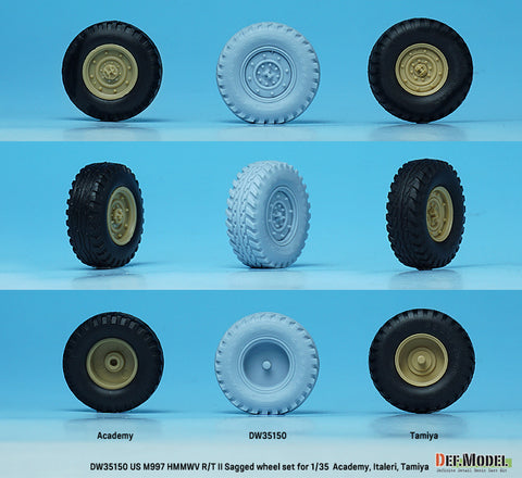 DEF Model DW35150 1/35 US M1025 HMMWV Basic R/T II Sagged wheel set (for Academy, Italeri, Tamiya 1/35) New tooling