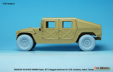 DEF Model DW35150 1/35 US M1025 HMMWV Basic R/T II Sagged wheel set (for Academy, Italeri, Tamiya 1/35) New tooling