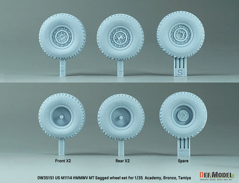 DEF Model DW35151 1/35 US M1025/M1114 HMMWV MT Sagged Wheel set (for Tamiya, Academy, Bronco kit)