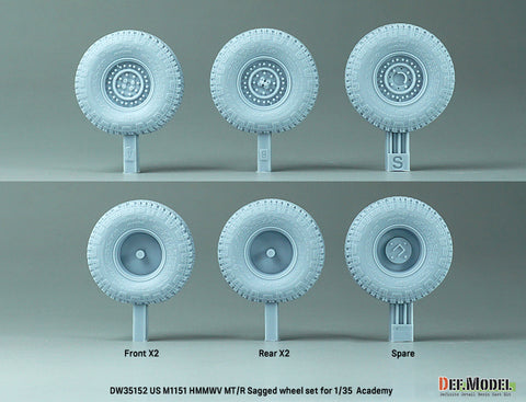 DEF Model DW35152 1/35 US M1151 HMMWV MT/R Sagged Wheel set  (for Academy 1/35 M1151)