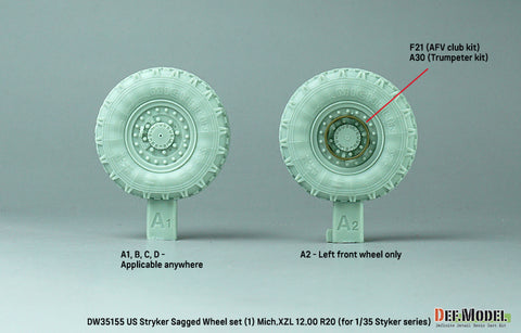 DEF Model DW35155 1/35 US M1126 Stryker XML Sagged wheel set (1) (for Stryker series 1/35)-Retool DW35010A