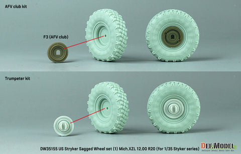 DEF Model DW35155 1/35 US M1126 Stryker XML Sagged wheel set (1) (for Stryker series 1/35)-Retool DW35010A