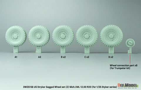 DEF Model DW35156 1/35 US M1126 Stryker XZL Sagged wheel set (2) (for Stryker series 1/35)