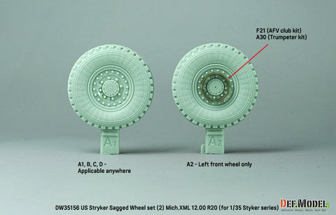 DEF Model DW35156 1/35 US M1126 Stryker XZL Sagged wheel set (2) (for Stryker series 1/35)