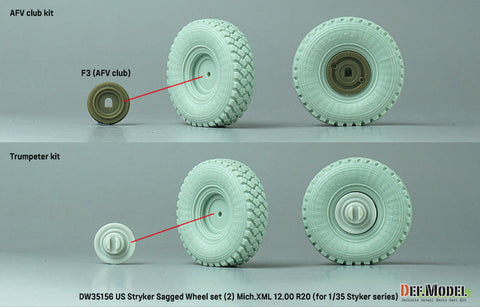 DEF Model DW35156 1/35 US M1126 Stryker XZL Sagged wheel set (2) (for Stryker series 1/35)