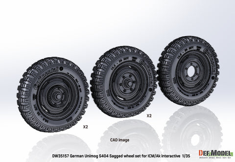 DEF Model DW35157 1/35 German Unimog S 404 Sagged wheel set (for 1/35 AK interactive/ICM kit)