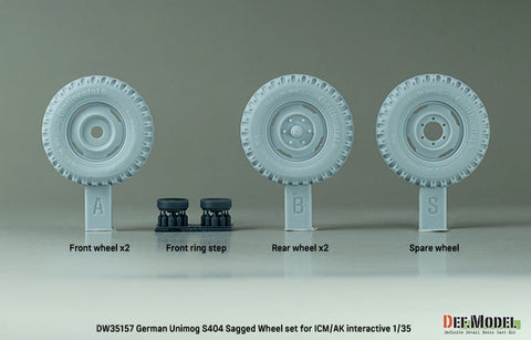 DEF Model DW35157 1/35 German Unimog S 404 Sagged wheel set (for 1/35 AK interactive/ICM kit)