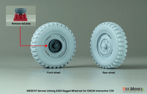 DEF Model DW35157 1/35 German Unimog S 404 Sagged wheel set (for 1/35 AK interactive/ICM kit)