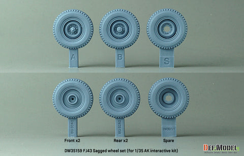 DEF Model DW35159 1/35 FJ43 Sagged wheel set -Bridgestone (for 1/35 AK interactive kit)