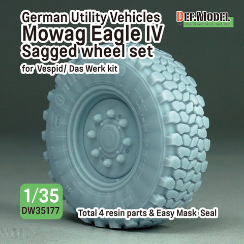 DEF Model DW35177 1/35 German Utility Vehicles Mowag Eagle IV Sagged wheel set (for Vespid/ Das Werk 1/35 kit)