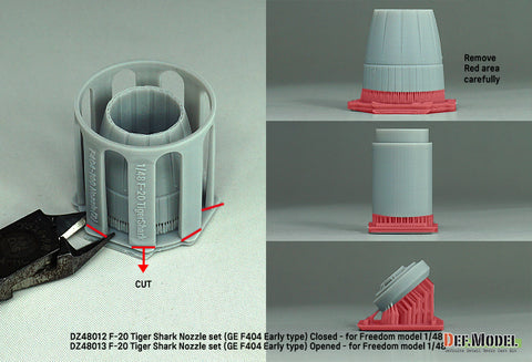 DEF Model DZ48012 1/48 F-20 TigerShark Nozzle set (GE YF404-100) Closed- (for Freedom model 1/48)