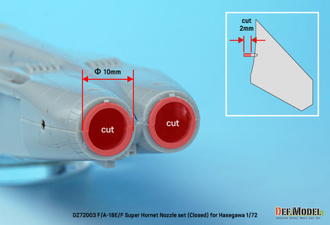 DEF Model DZ72003 1/72 F/A-18E/F/G Super Hornet Exhaust Nozzle set - Closed (for Hasegawa 1/72)
